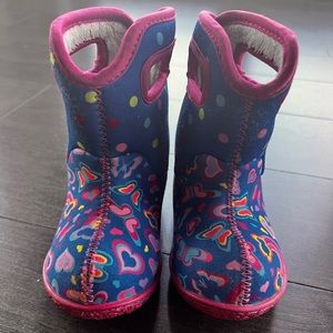 Baby Bogs Rain and Snow Boots - Rainbows, hearts, and butterflies pattern